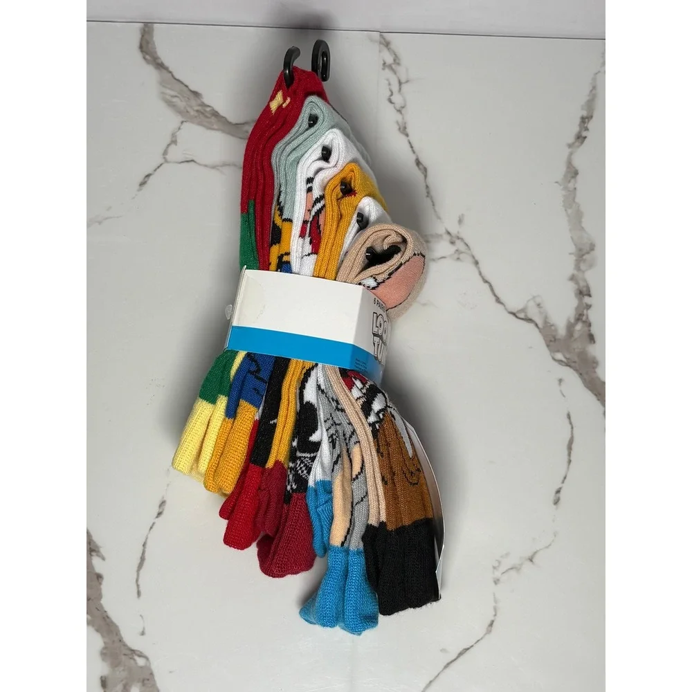 Looney Tunes Mens Crew Socks 6 Pairs Bugs Bunny Daffy Duck‎ Taz Multi Color New